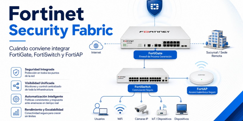 Fortinet Security Fabric explicado: cuándo conviene integrar FortiGate, FortiSwitch y FortiAP
