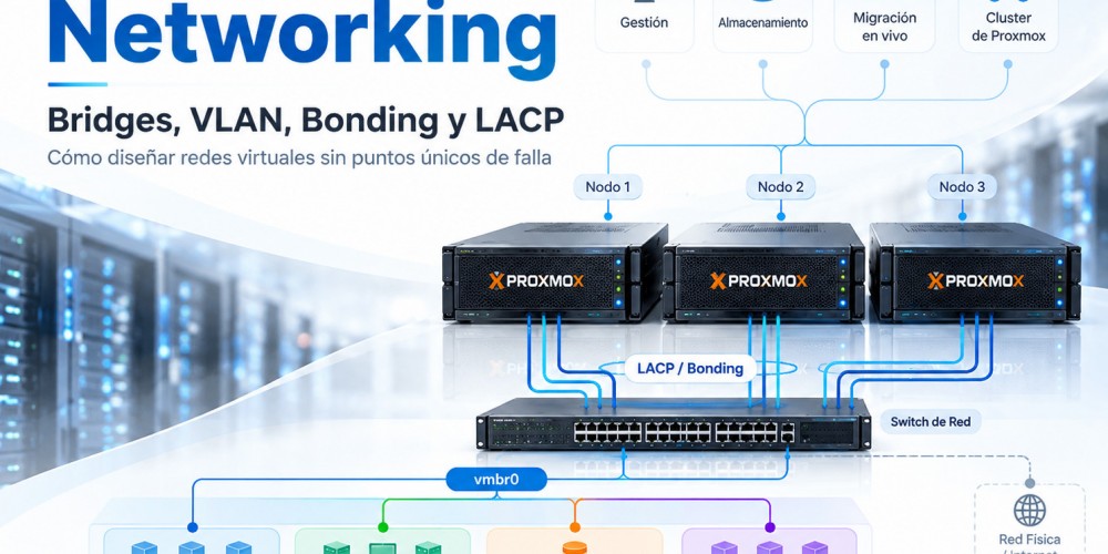 Proxmox VE Networking: cómo diseñar Bridges, VLAN, Bonding y LACP sin crear puntos únicos de falla