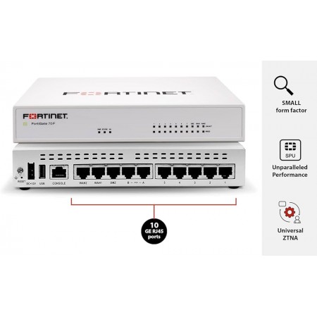 Fortinet FortiGate  Firewall con Enterprise Protection Bundle 1 Año (FG-70F-BDL-809-12)