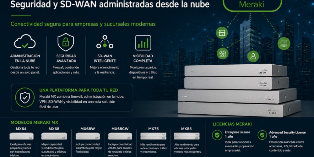 Cisco Meraki MX: seguridad y SD-WAN administradas desde la nube para empresas