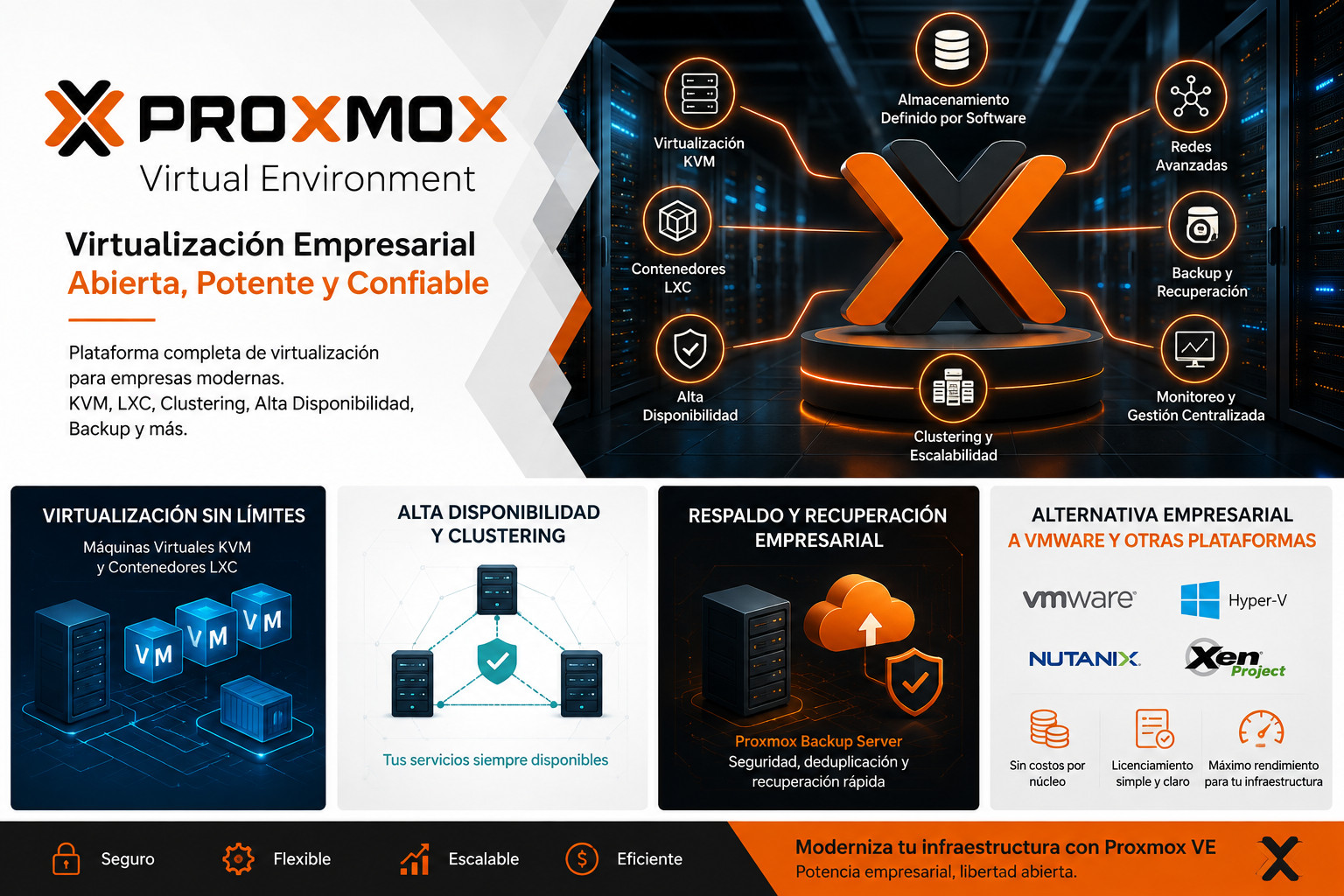 Proxmox VE virtualización empresarial SISTRO